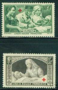 FRANCE Scott B101-B102 MH* Red Cross Nurse stamp set 1940