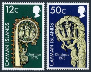 Cayman 366-367,367a,MNH.Michel 362-363,Bl.8. Christmas 1975.Crucifixion,Ivory.