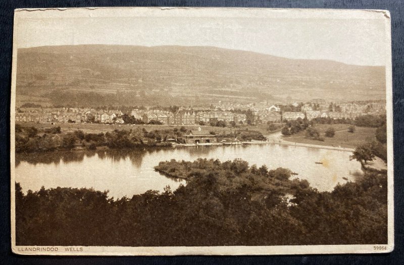 1927 England RPPC Postcard Cover To Hampstead Perfin Stamp Llandrindod Wells