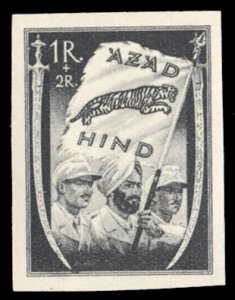 German WWII Occupation, India (Azad Hind) #Mi, VIIIBa Cat€850, 1943 1r+2r b...