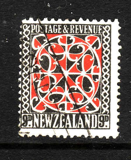 New Zealand-Sc#213-used 9p Maori design-1936-41-