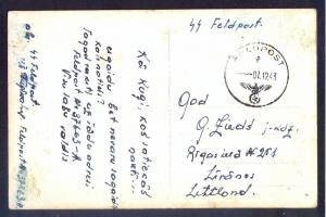 1943 Germany Volunteer Waffen SS Feldpost Postcard Cover to Latvia