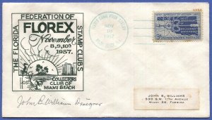 US 1957 Autographed cover FLOREX Stamp Show, Miami Beach