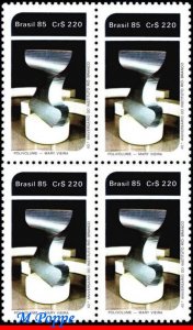 1982 BRAZIL 1985 RIO BRANCO INST., 40 YEARS, SCULPTURE, ART, C-1450, BLOCK MNH