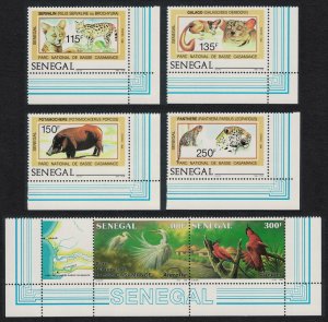 Senegal Wild Animals Birds 4v+strip of 2 Corners 1987 MNH SC#741-746a