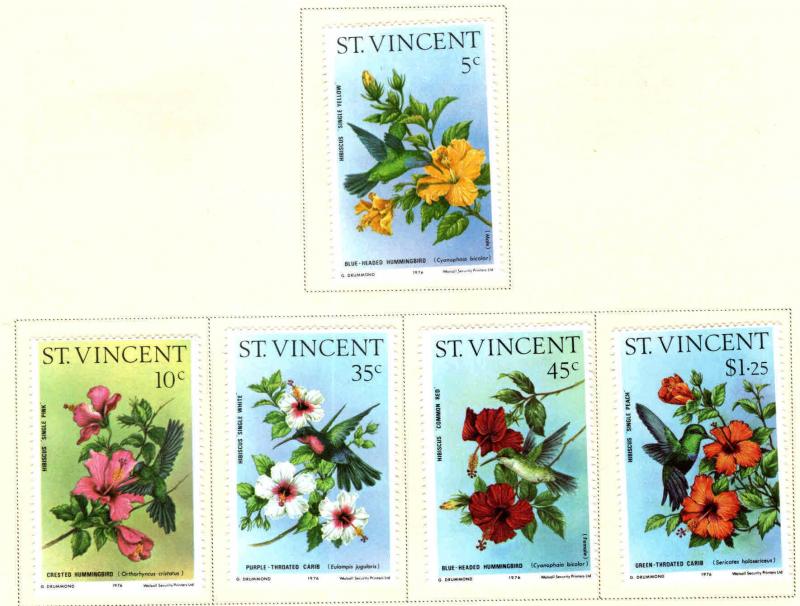 St Vincent Scott 465-469 MH* humming bird flower set