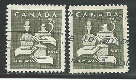 Canada #443  (2)  used  VF 1965   PD