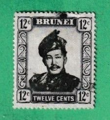 BRUNEI SCOTT#90 1952 12c SULTAN - USED