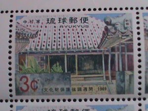 RYUKYU-1969 SC #191 NAKAMURA-KE FARM HOUSE-BUILT IN 1713-MNH- IMPRINT BLOCK VF