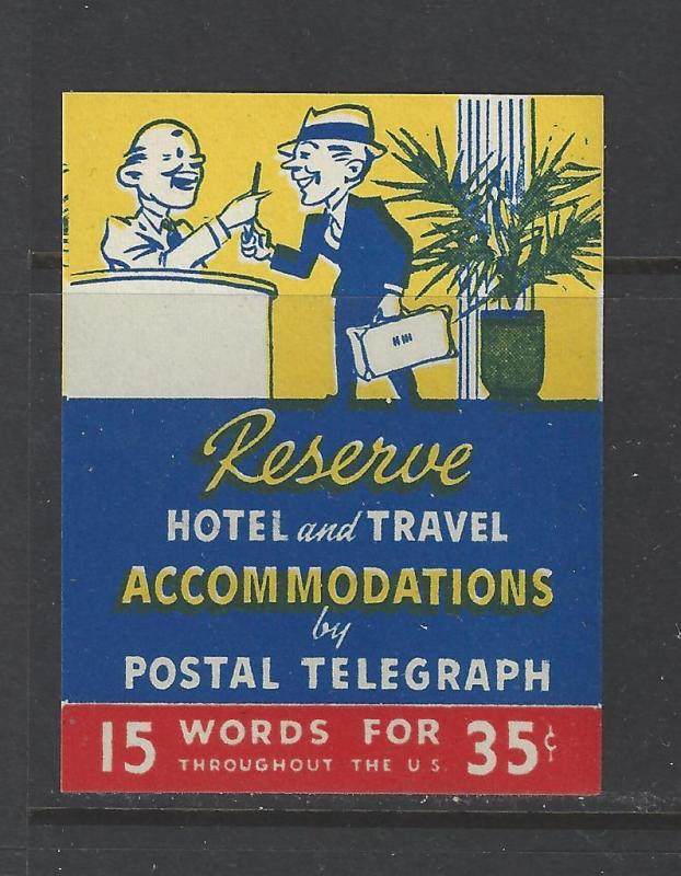 Vintage -Travel Reservations By Telegram Promotional Poster Stamp (AW23)
