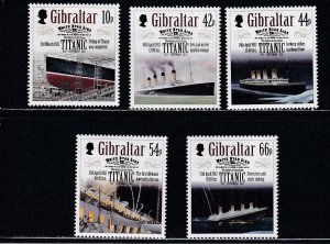Gibraltar # 1314-1318, Titanic Sinking Centennial, Mint NH, 1/2 Cat.