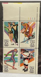 US 1984 Winter Olympics 2067-70 20c Plate Block of 4 TR 1111