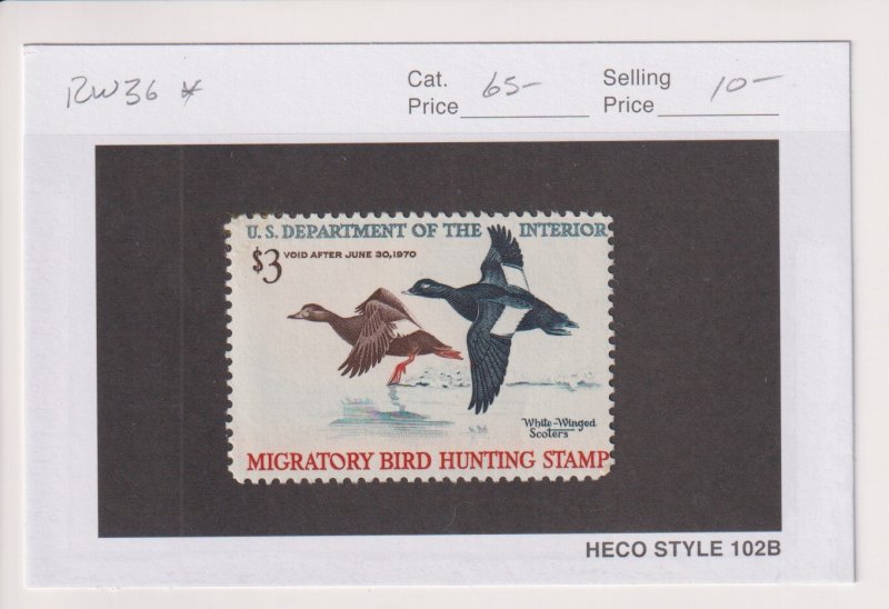U.S.: Sc #RW36, $3.00 Federal Duck Stamp, White-Winged Scoters, MH (S31004)