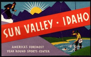 Large 1940 US Poster Stamp Sun Valley Idaho America's Year Round Sports ...