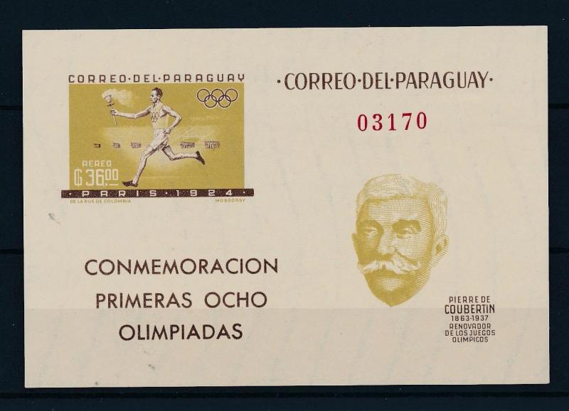 [44948] Paraguay 1963 Olympic games Paris Imperforated MNH Sheet