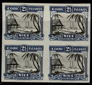 NEW ZEALAND - Niue GV SG58, 2½d black & slate-blue, NH MINT. IMPERF BLOCK x 4