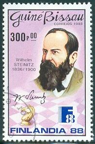 Chess Champion, Steinitz, Guinea Bissau stamp SC#738 used