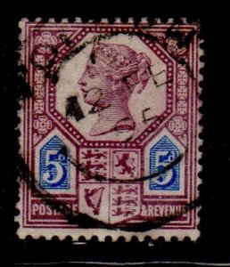 Great Britain Sc 118 1887 5d lilac & blue Victoria stamp used