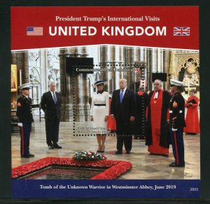 DOMINICA 2020 PRESIDENT TRUMP VISITS UNITED KINGDOM TOMB OF UNKNOWN S/S MINT NH