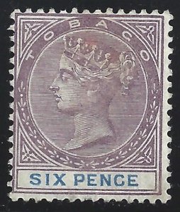 1895 TOBAGO - Tax Yvert n . 9 6p. violet-brown and blue MH / *