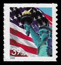 PCBstamps  US #3982  39c Flag/Statue of Liberty, coil, MNH, (5)