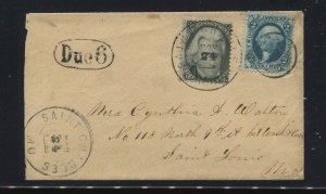 73 Jackson & R5 Revenue Stamp Illegal Usage on Postage Due Cover LV6451