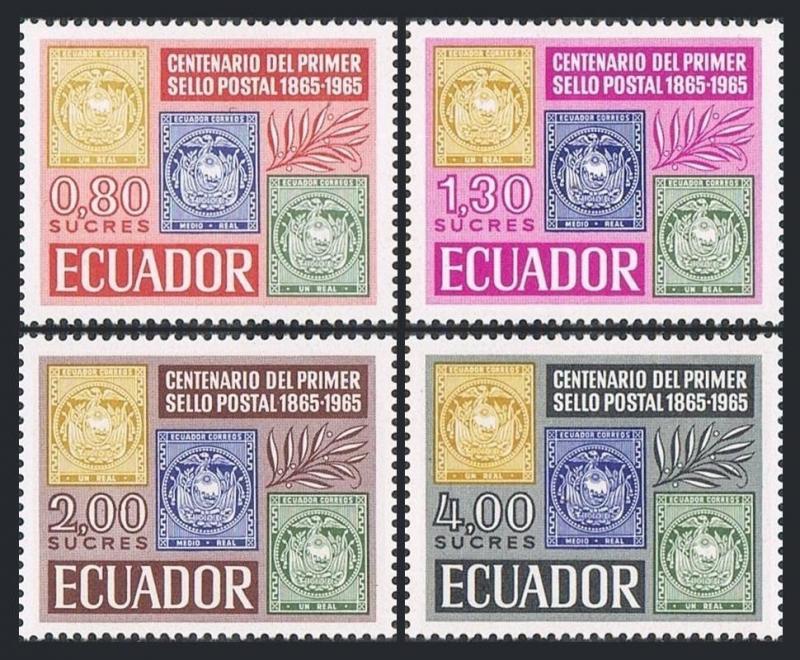 Ecuador 744-747,747a sheet,MNH.Michel 1186-1189,Bl.13. Postage stamps-100,1965