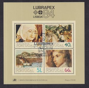 Portugal   #1602a-1605a  cancelled 1984    lubrapex `84  paintings   sheet