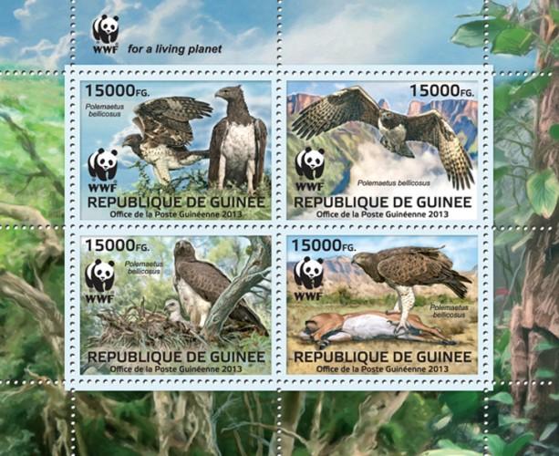 GUINEA 2013 SHEET WWF WILDLIFE LES RAPACES BIRDS OF PREY OISEAUX PROIE gu13301a