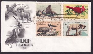 1972 Wildlife Conservation Sc 1467a block of 4 with ArtCraft cachet