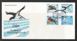 British Virgin Is., Scott cat. 385-388. Birds issue. First day cover.