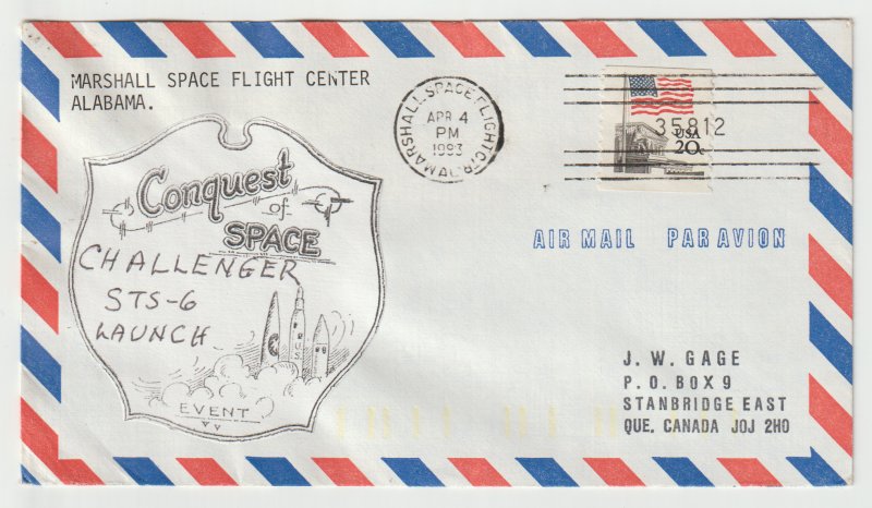 USA Air-Mail Cover # 1895 - Challenger STS-6 - Marshall Space Flight Center