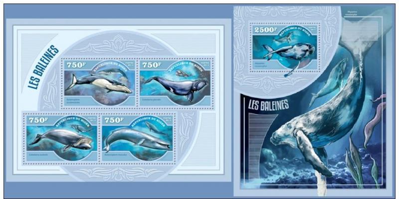 NIGER 2014 2 SHEETS nig14416ab BALEINES WHALES MARINE LIFE