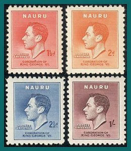 Nauru 1937 Coronation KGVI, MNH/LH #35-38,SG44-SG47