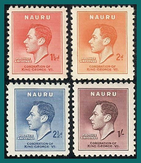 Nauru 1937 Coronation KGVI, MNH/LH #35-38,SG44-SG47