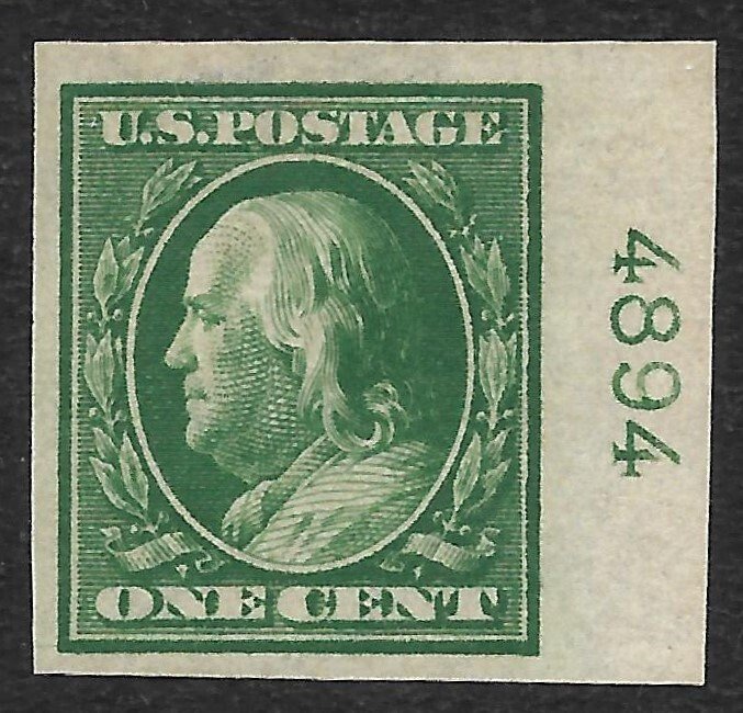 Doyle's_Stamps: 1908 MNH XF Plate Numbered 1c Franklin Issue, Scott  #343**