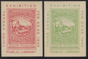 US 1940 Anthracite Stamp Club 3rd Annual Exhibit Souvenir Sheets Pottsville PA