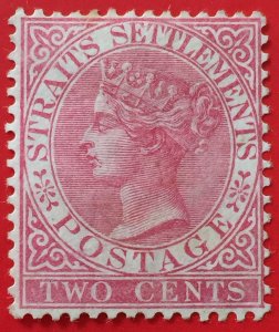 Malaya Straits Settlements 1883-91 QV 2c Pale Rose wmk CA MNG SG#63 M4881