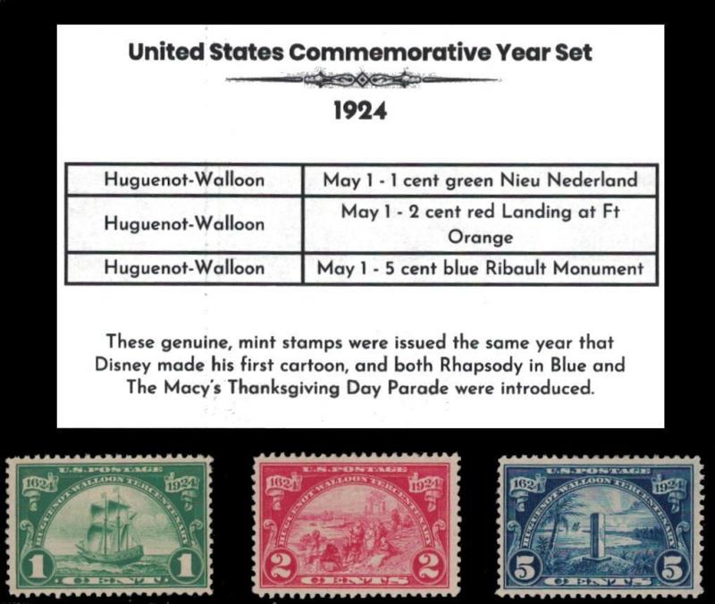 1924 Complete Mint Year Set of Vintage Commemorative Stamps