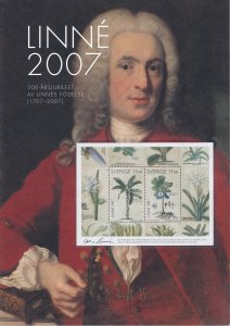 Sweden 2561 collector's sheet with MNH stamps Linnaeus trees Linne