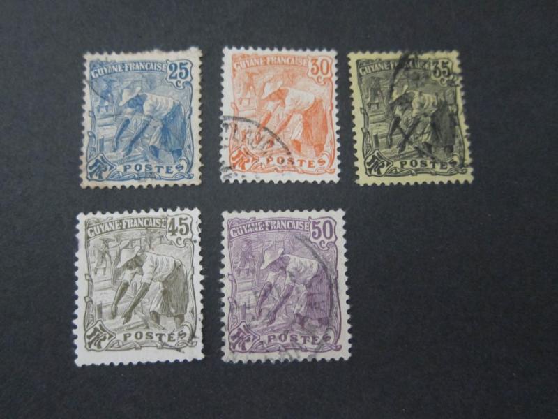 French Guiana 1905 Sc 61,65,67,70,71 MH