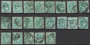 GB Sc# 127 Used Lot/21 1900 ½p blue green Queen Victoria Jubilee Issue