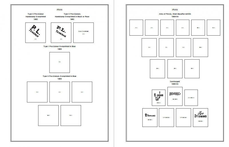 PRINTED PERSIA [CLASS.] 1868-1939 STAMP ALBUM PAGES (57 pages)