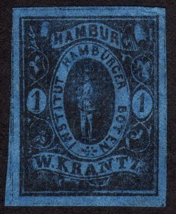 1863, Germany, Hamburger Boten, W. Krantz, Local stamp, MNG