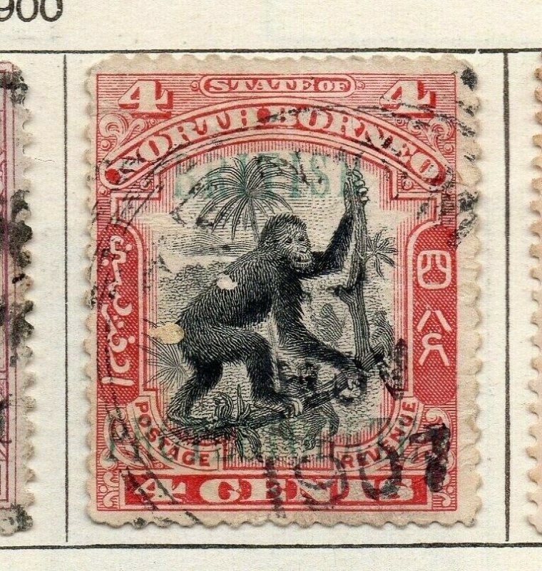 North Borneo 1901 Early Issue Fine Used 4c. Optd NW-113845