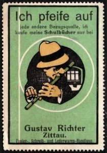 Vintage Germany Poster Stamp I Only Buy My School Books From Gustav Richter