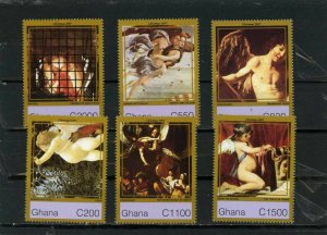 GHANA 1997 Sc#1996-2001 CHRISTMAS PAINTINGS SET OF 6 STAMPS MNH 