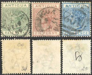 Antigua SG21/3 Set of 3 Wmk Crown CA Perf 14 Cat 88 pounds