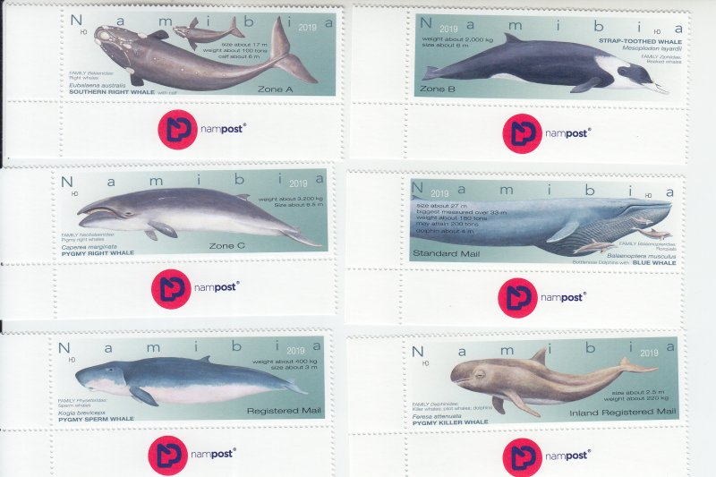 2019 Namibia Whales (6) (Scott 1379-84) MNH