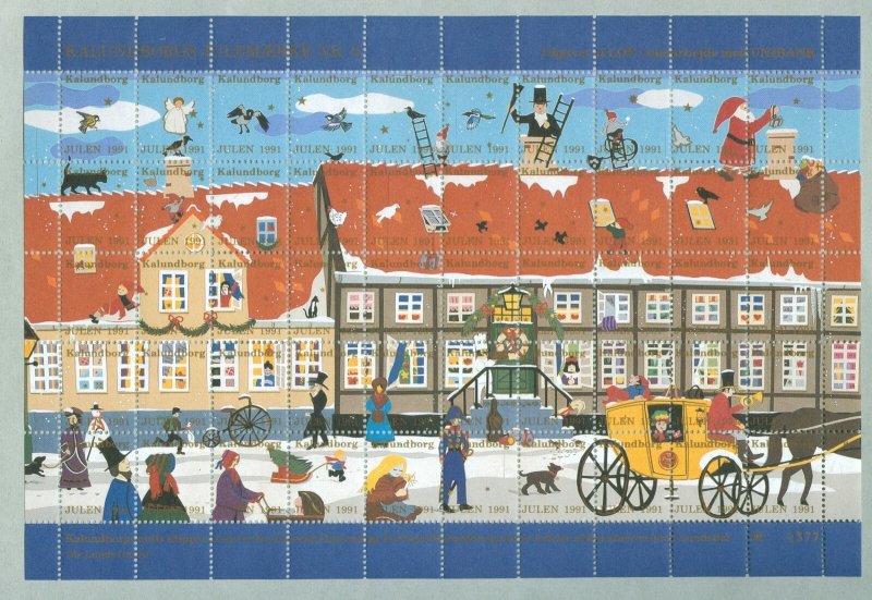 Denmark.10 Christmas Sheet 1991  Kalundborg.Ole Lund's Estate.Mail Coach.People.